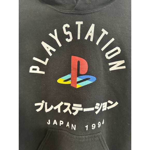 Playstation Retro Japan 1994 PS Black Pullover Hoodie Sweatshirt Size Small - Picture 3 of 8